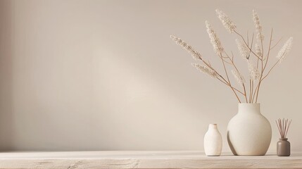 Light taupe with delicate abstract shapes, muted and minimalistic