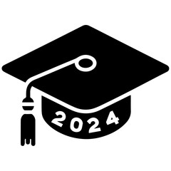 2024 graduation vector illustration set featuring caps, diplomas, and fun typography. Perfect for celebration and academic achievement design projects