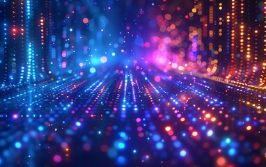 Fototapeta premium Abstract background with glowing lines and particles in blue, purple and red colors. Perfect for technology, futuristic, and digital themes.