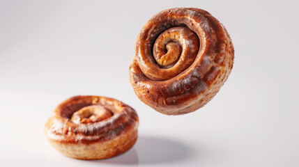 Fototapeta premium Aromatic Apple Cinnamon Bread Loaf Floating, Bakery Artwork, on White Background