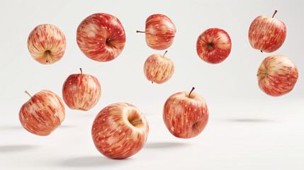Fototapeta premium Crispy Apple Turnovers Hovering Mid-Air, Autumn-Inspired Advertisement, on White Background