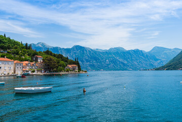 Fototapeta premium View of the Bay of Kotor from the sea