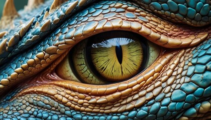 Naklejka premium Closeup view of dragon reptile eye