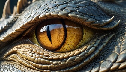 Fototapeta premium Closeup view of dragon reptile eye