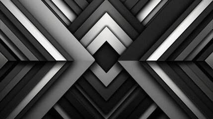 Fototapeta premium Black and white geometric lines create a futuristic metallic texture perfect for a business presentation backdrop