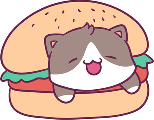 Adorable attractive cat vector doing its favorite activity