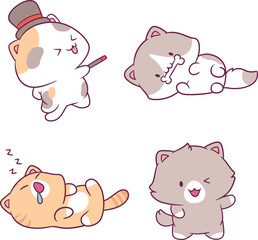 Adorable attractive cat vector doing its favorite activity