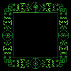 Beautiful rectangular green frame on a black background