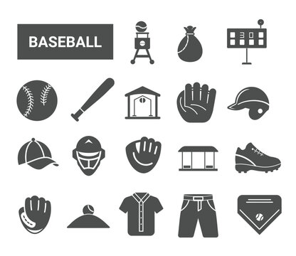 Black white baseball equipment accessories set, glove game field