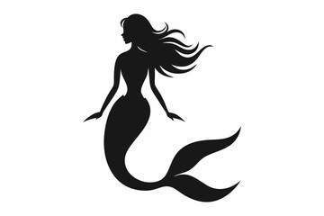 
mermaid silhouette vector, mermaid svg, mermaid icon design
