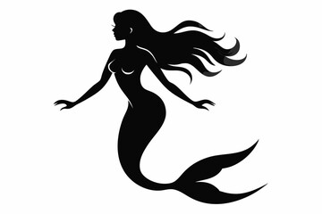 
mermaid silhouette vector, mermaid svg, mermaid icon design
