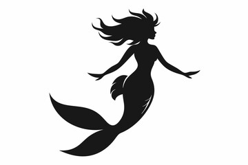 
mermaid silhouette vector, mermaid svg, mermaid icon design
