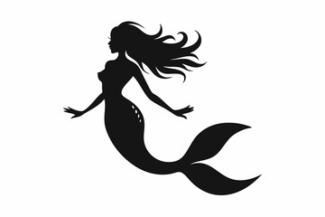 
mermaid silhouette vector, mermaid svg, mermaid icon design
