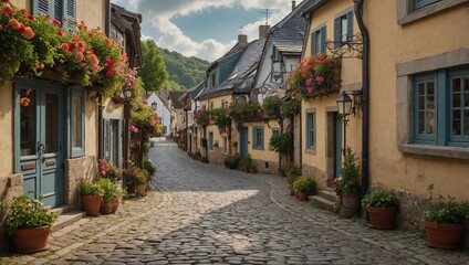 A charming cobble stone street winding