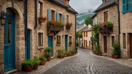 Fototapeta premium A charming cobble stone street winding