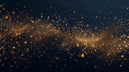 Obraz premium Abstract golden lights scattered on a black background, creating a luxurious and captivating visual effect. Ideal for elegant and festive designs.