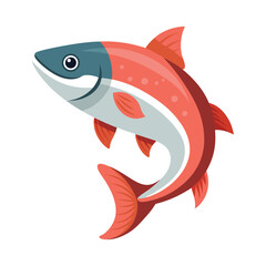 Illustration of Cute Salmon animal Isolated