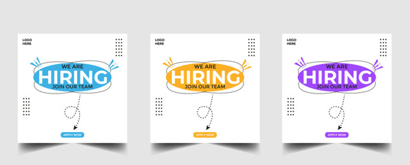 We are hiring recruitment open job vacancy design vector social media post banner template or web banner layout