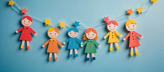 Fototapeta premium Guirlande en papier d'enfants colorés
