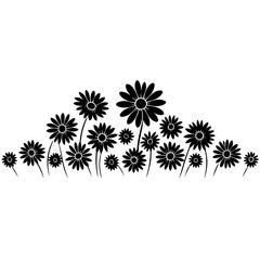 Obraz premium Daisy Silhouette Vector Illustration Set with Cute Floral Designs