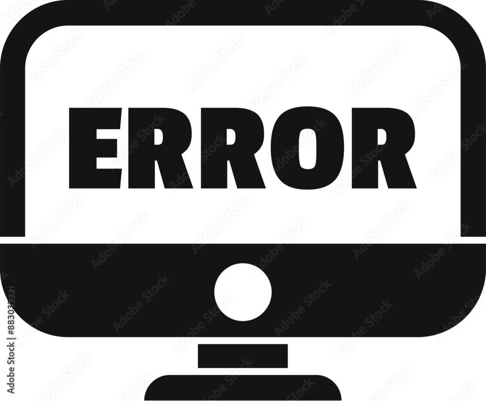 Poster computer monitor displaying an error message, indicating a problem or malfunction