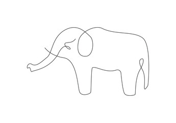 One line drawing of elephant, line drawing art of elephant, Continuous line single stroke drawing