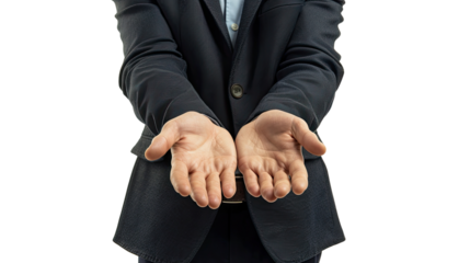 Businessman with outstretched arms on a transparent background