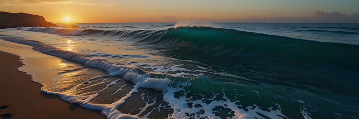 beautiful ocean sunset tropical vacation background banner