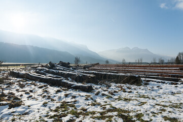 A winter landscape in the French savoy area, near the town of Entre-deux-guiers.