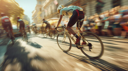 Cyclist on a road bike in an urban setting