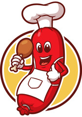 Sausage mascot logo vector perfect for your restaurant business