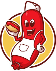 Sausage mascot logo vector perfect for your restaurant business