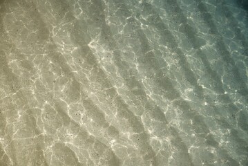 Clear shallow water with sunlight reflections at Ellaidhoo, Maldives