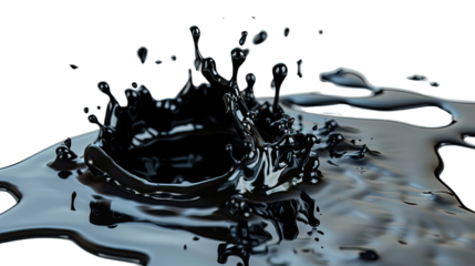 Black oil splash on transparent background
