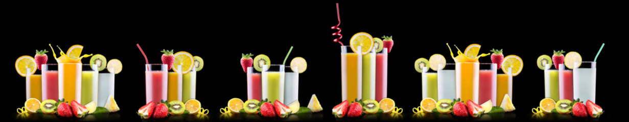 Fototapeta premium tasty summer fruits with juice in glass