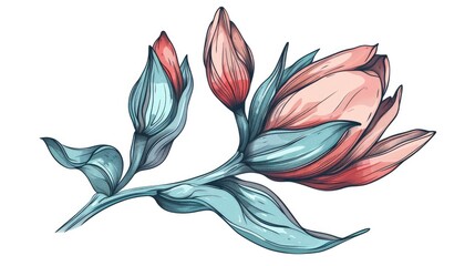 Hand drawn motif in colored bud