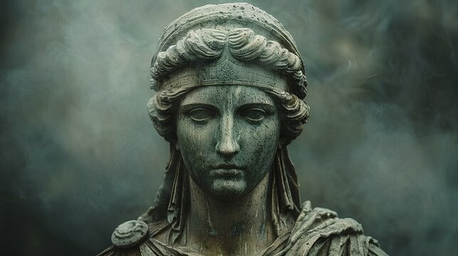 goddess Athena marble statue on simple background. Ancient Greek deity from Olympus. roman goddess of war minerva