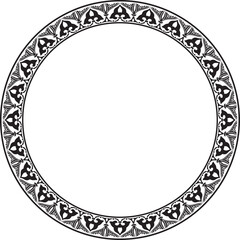Vector black monochrome arabic national round ornament.  Ethnic circle, frame, ring of eastern peoples. Persian painting