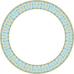 Vector colored arabic national round ornament.  Ethnic circle, frame, ring of eastern peoples. Persian painting