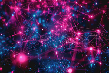 Obraz premium Global network connections. Abstract neural networks cyberspace. Futuristic grid. top view.