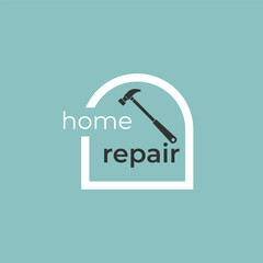 House repair logo. Home renovation project emblem. Wreck tool icon. Maintenance service sign. Isolated garage symbol. Labour force vector illustration