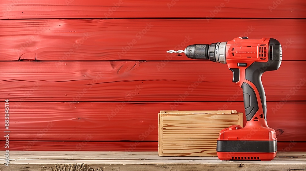 Poster tools and materials for construction work including a power drill level and a box of screws stock ph