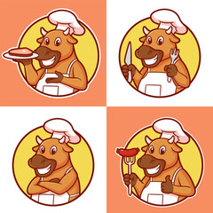 Cow mascot logo vector perfect for your restaurant business