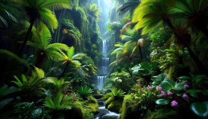 Lush Tropical Rainforest Background 