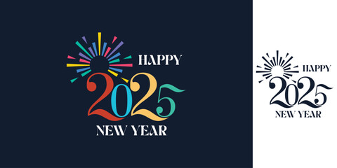 2025 Happy New Year logo design vector. colorful and trendy new year 2025 design template.
