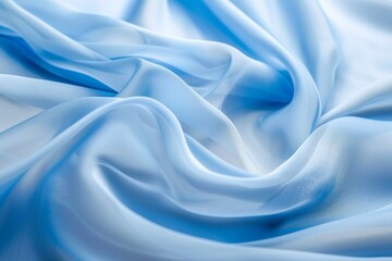 Obraz premium Abstract background wallpaper, close-up of blue fabric, smooth and flowing in the wind, against a white background. The focus is on capturing the texture and softness of the material. curves folds