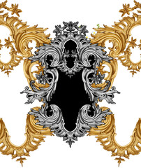 Golden baroque and  ornament elements