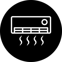 Air Conditioning Vector Line White Circle Black