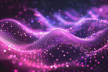 Obraz premium Abstract particle technology background design Abstract waves moving points, particles flowing.