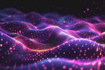 Fototapeta premium Abstract particle technology background design Abstract waves moving points, particles flowing.